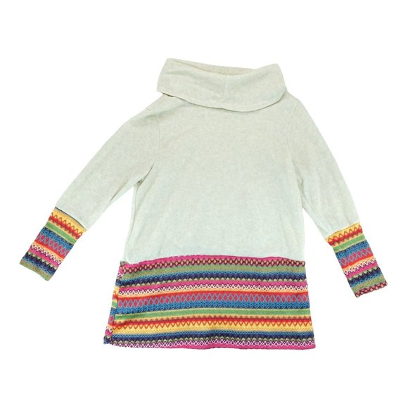 Now N' Forever Womens Sweater Tunic Poullover Turtle Neck Ivory/Multicolor 2XL - Picture 6 of 8